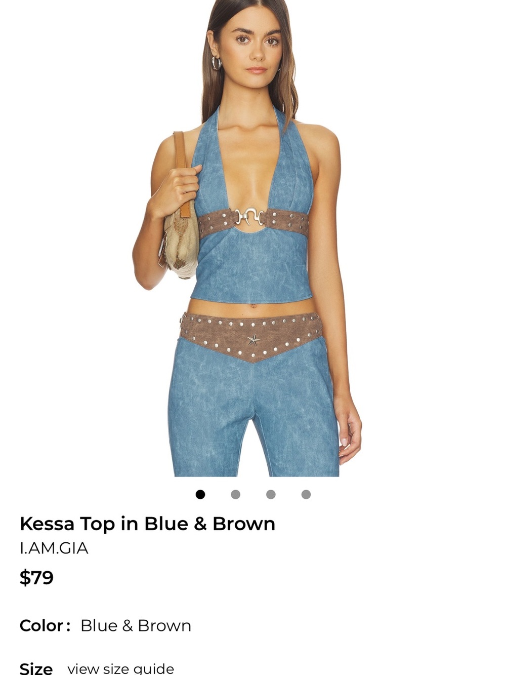 I.AM.GIA Kessa Flared Pant in Blue with Brown Accents